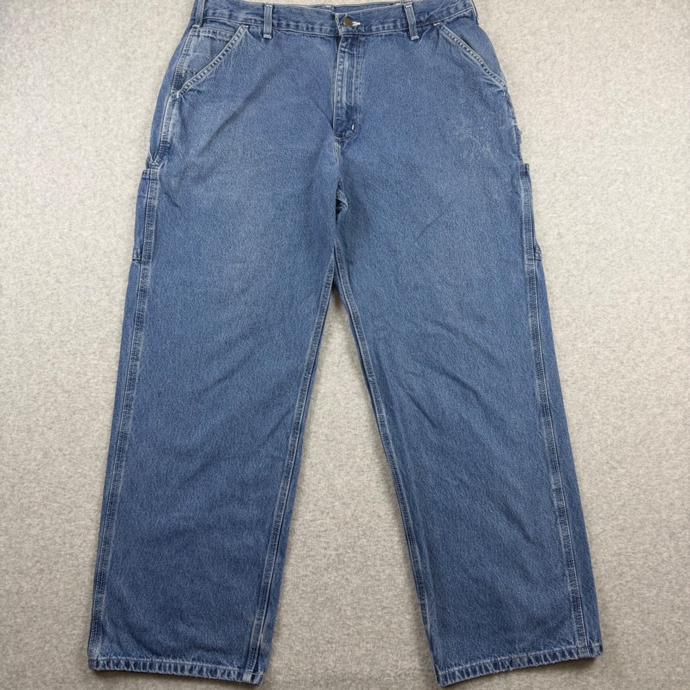 Carhartt Carpenter Jeans Mens 38x30 Blue Loose Original Fit B13-DST